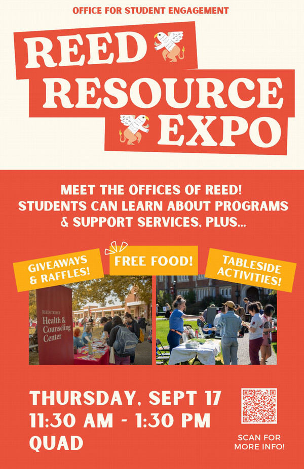 Image of a poster containing Reed Resource Expo details